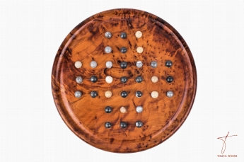Jeux solitaire en bois de thuya avec billes en marbre - Jeu