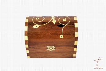 Thuya Wood Boîte en thuya demi cylindre motif 