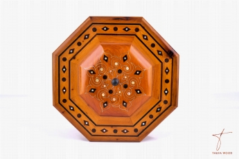 Thuya Wood Boîte à bijoux décorative de forme octogonale 