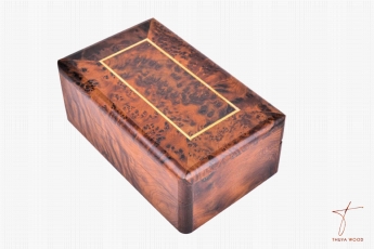 Boîte à bijoux en loupe de thuya avec motifs naturels 