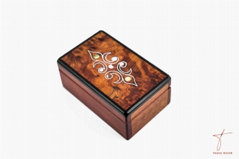 Thuya Wood Jolie boîte en thuya avec 2 compartiments 