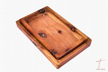 Thuya Wood set de 2 plateaux en bois de thuya 