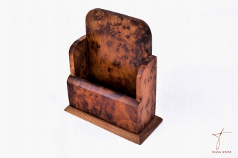 Thuya Wood Hand-Carved Thuya Wood Desk Organizer