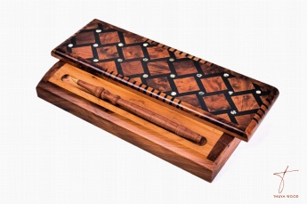 Thuya Wood Thuya Root Desk Box with Integrated Pen Holder
