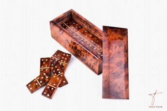Thuya Wood Thuya Wood Domino Set with Mother-of-Pearl Inlays