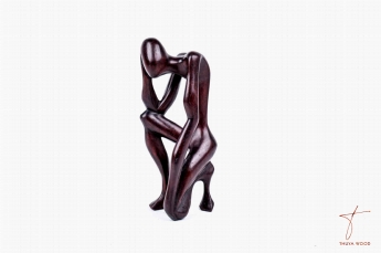 vintage statue de penseur en bois 