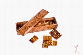 Thuya Wood Thuya Burl and Citronnier Domino Set