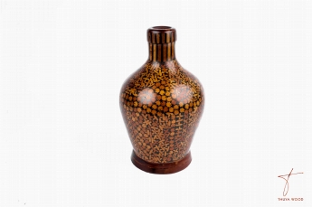 Thuya Wood Thuya Wood Decorative Vase with Ebony and Lemon Tree Inlay