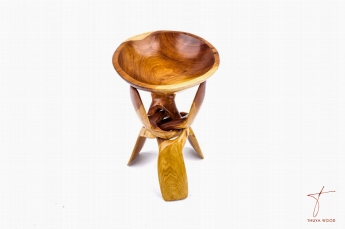 Thuya Wood Thuya Burl Bowl with Hand-Carved Stand