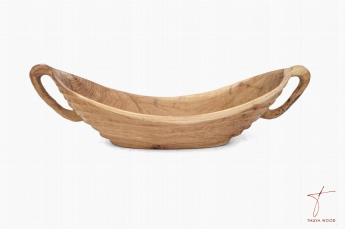 Thuya Wood Large Walnut Wood Bowl with Handles