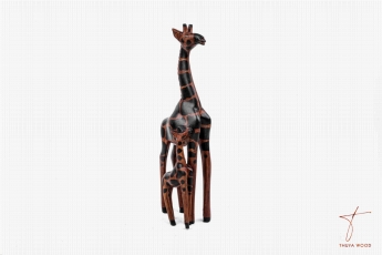 Thuya Wood Sculpture girafe décorative abstraite en bois rouge 