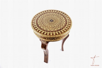 Thuya Wood Hand-crafted table in thuya wood with inlay of lemon wood , ebony and mother-of-pearl