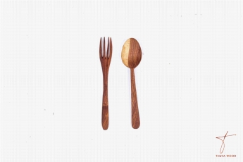 Thuya Wood Thuya Root Wood Spoon and Fork Se