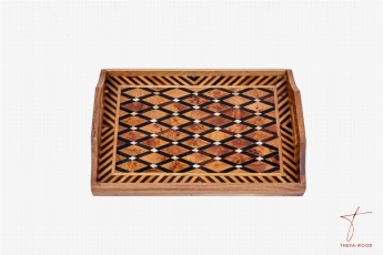 Thuya Wood Thuya Wood Diamond Motif Tray
