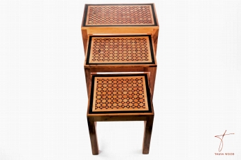 Thuya Wood Set of 3 tables in thuya, contemporary-style