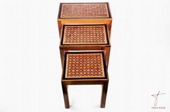 Set 3 Tables en thuya, style-contemporain 