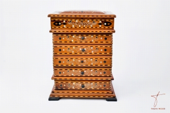 Thuya Wood Armoire artisanale à six tiroirs en bois de thuya 
