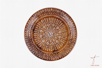  Luxury Thuya Wood Platter with Silver and Mother-of-Pearl Details