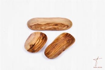 Thuya Wood  Trois Plateaux Ovales en Bois de Noyer avec Motifs Naturels