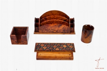 Thuya Wood Pack de Bureau en Loupe de Thuya - Harmonie Naturelle