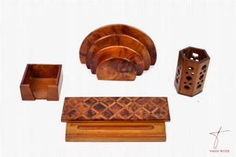 Thuya Wood Pack de Bureau en Loupe et Racine de Thuya - Élégance Moucharabieh