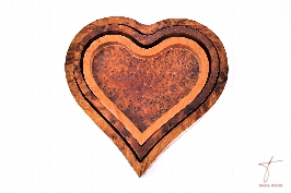 Heart-shaped Set of 3 Thuya Wood Trays