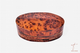 Boîte à bijoux ovale en loupe de thuya 