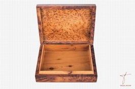 Boîte à bijoux artisanale en thuya avec motifs naturels de bois 