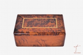 Boîte à bijoux en loupe de thuya avec motifs naturels 