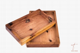 set de 2 plateaux en bois de thuya 