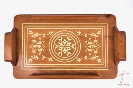 Plateau en thuya avec motifs en citronnier 