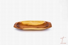 plat en tronc de thuya avec motif en bois naturel