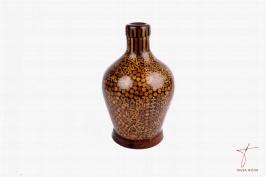 vase décoratif en bois de thuya en incrustation d'ébène et de citronnier 