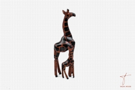 Sculpture girafe décorative abstraite en bois rouge 