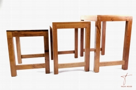 Set 3 Tables en thuya, style-contemporain 