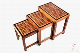 Set 3 Tables en thuya, style-contemporain 